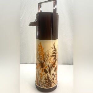Aladdin Pump-a-drink Dispenser Autumn Wheat Thermos 1 QT Air Pot Vintage 1970s